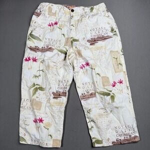 Caribbean Joe Petite Capri Pants Womens 12P Voyage Oasis Floral Print